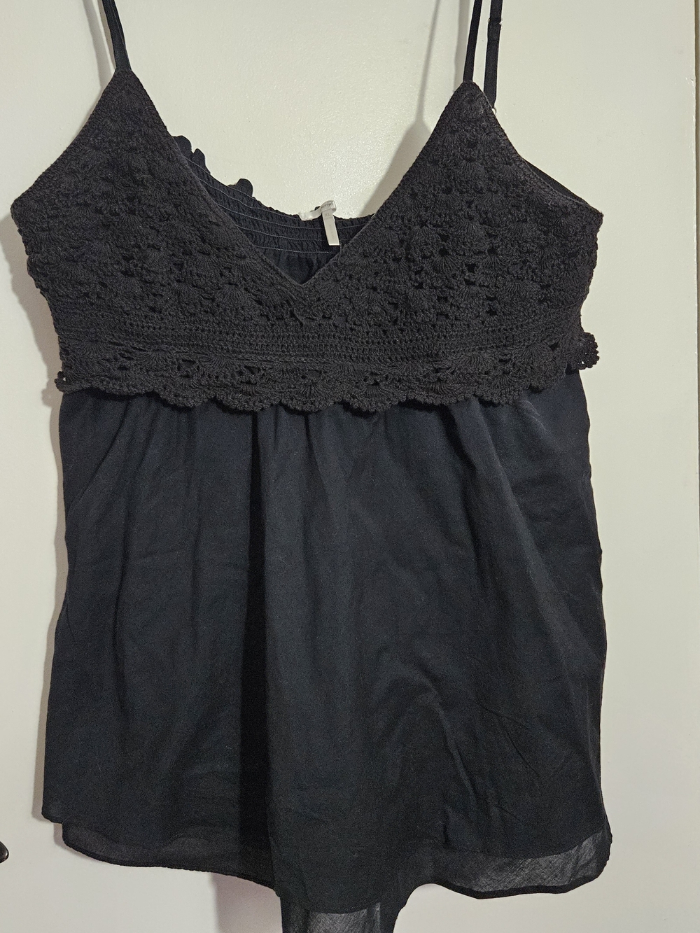 Metro Black Crochet-Trim Spaghetti Strap Camisole